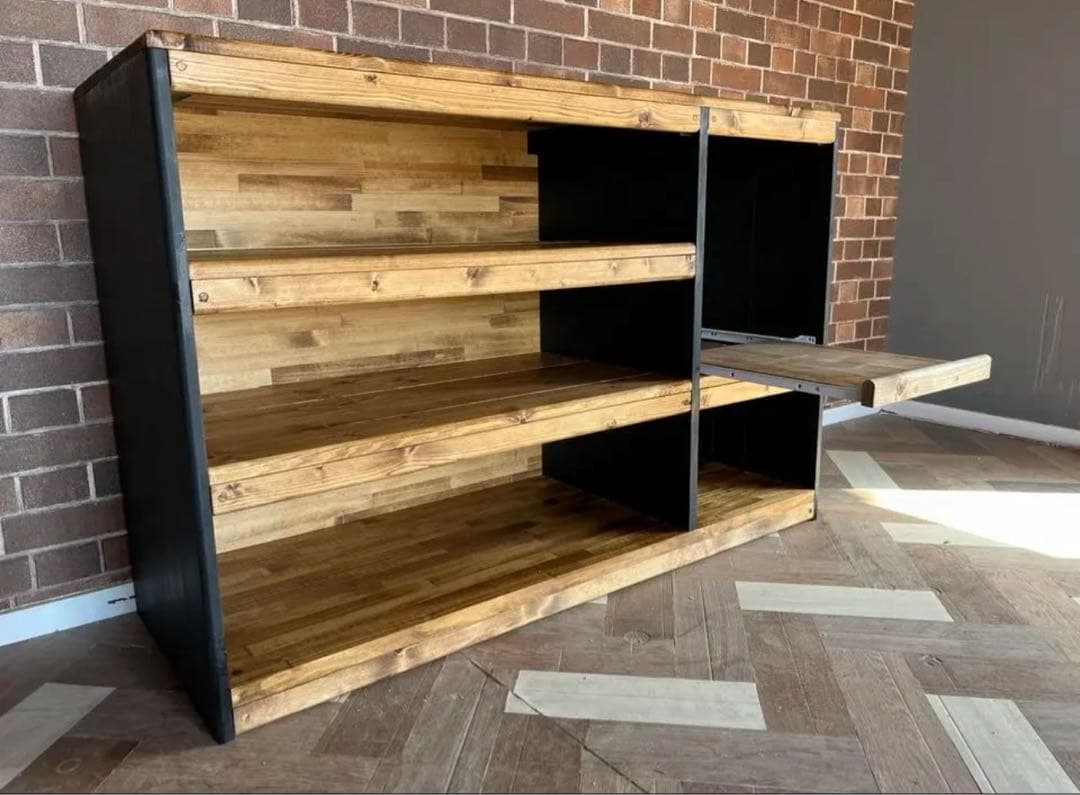 木製オープンシェルフラック食器棚