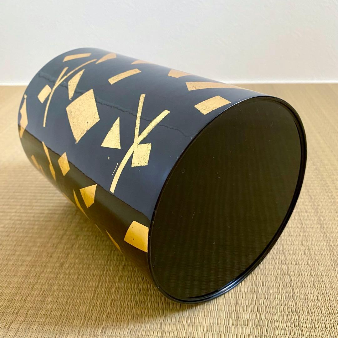 玄々斎好写【葉蓋水指】箔散らし 天然木 曲物 漆塗 真塗 金箔 茶道具