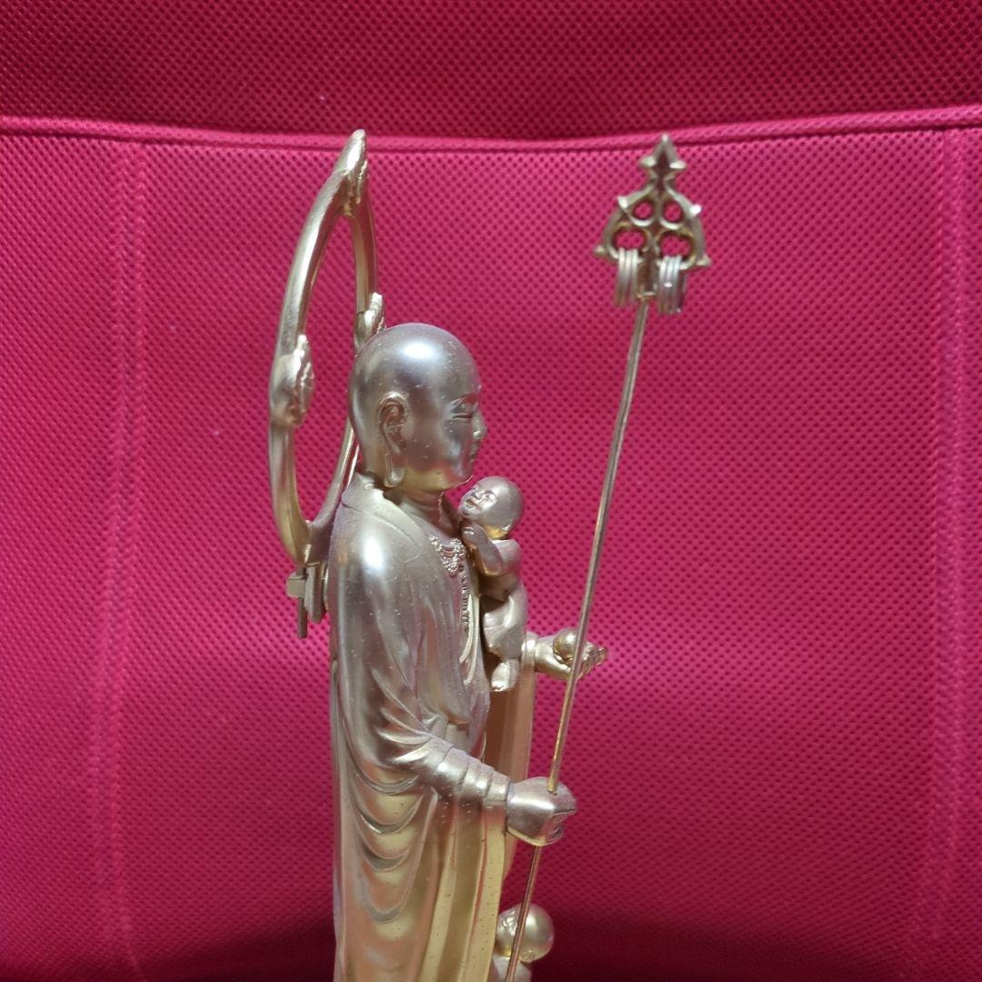 地蔵尊像ダイキャスト金色製約36cm 光背付き