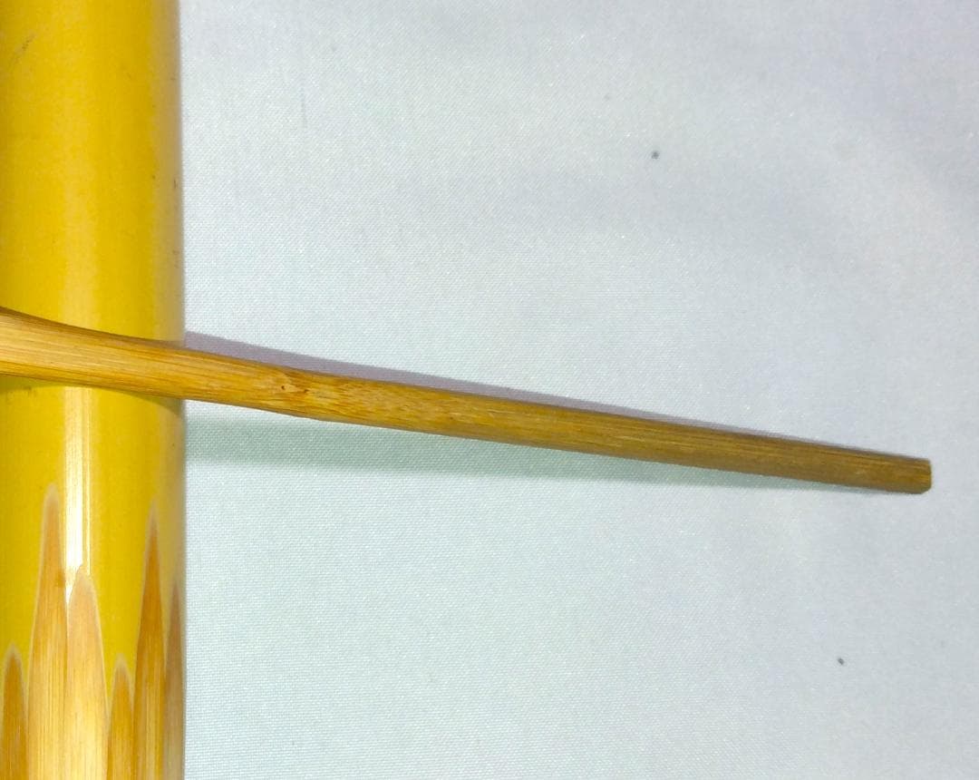 茶道具　浸竹茶杓　銘「古今」　前大徳 福本積応老師書花押入り　仕覆付　美品！！