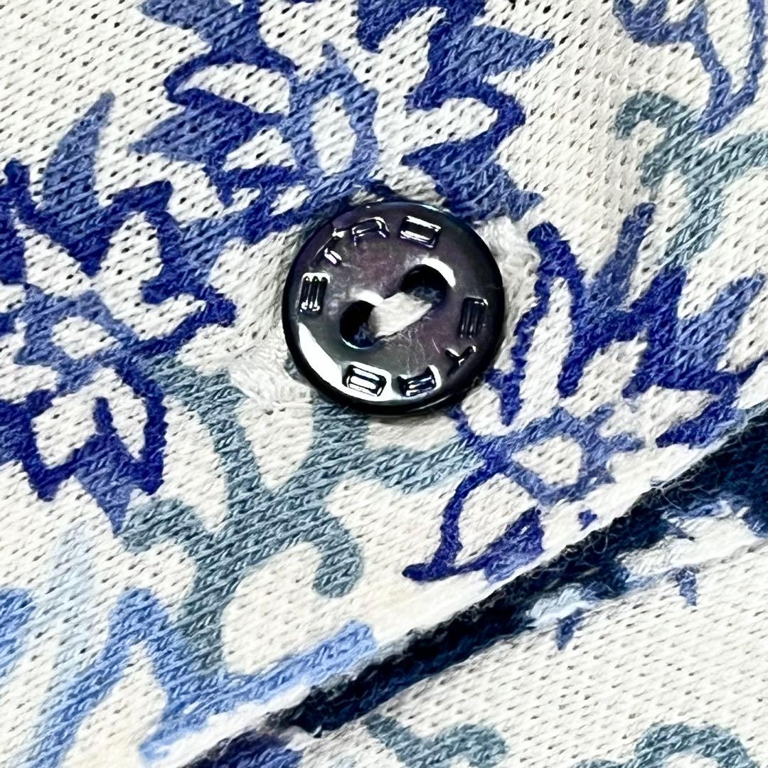 ETRO ペイズリー柄 半袖ポロシャツ ロゴ刺繍 46 大きいサイズ レディース