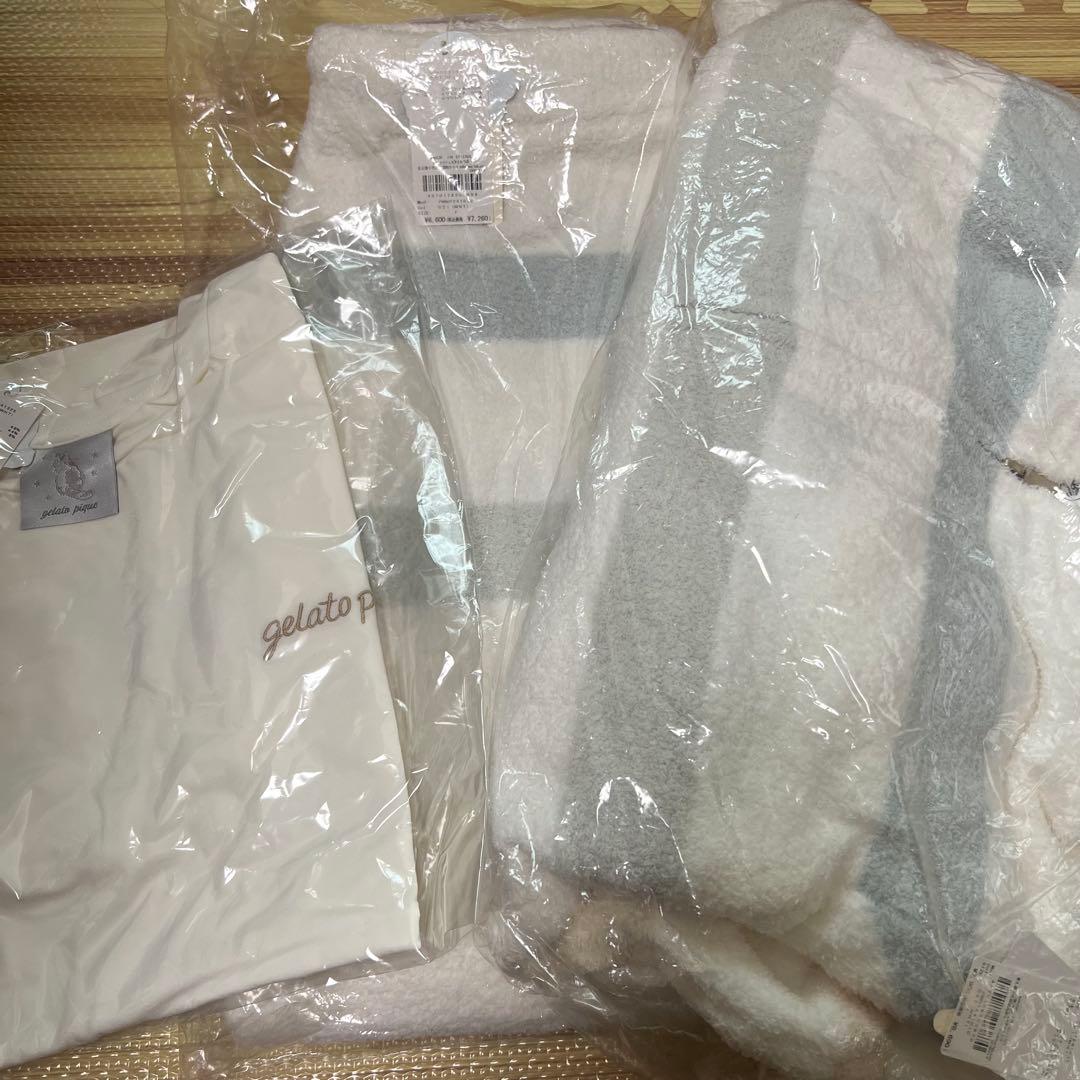 gelato pique ジェラピケ ボーダー ルームウェア 上下 猫 ロンT