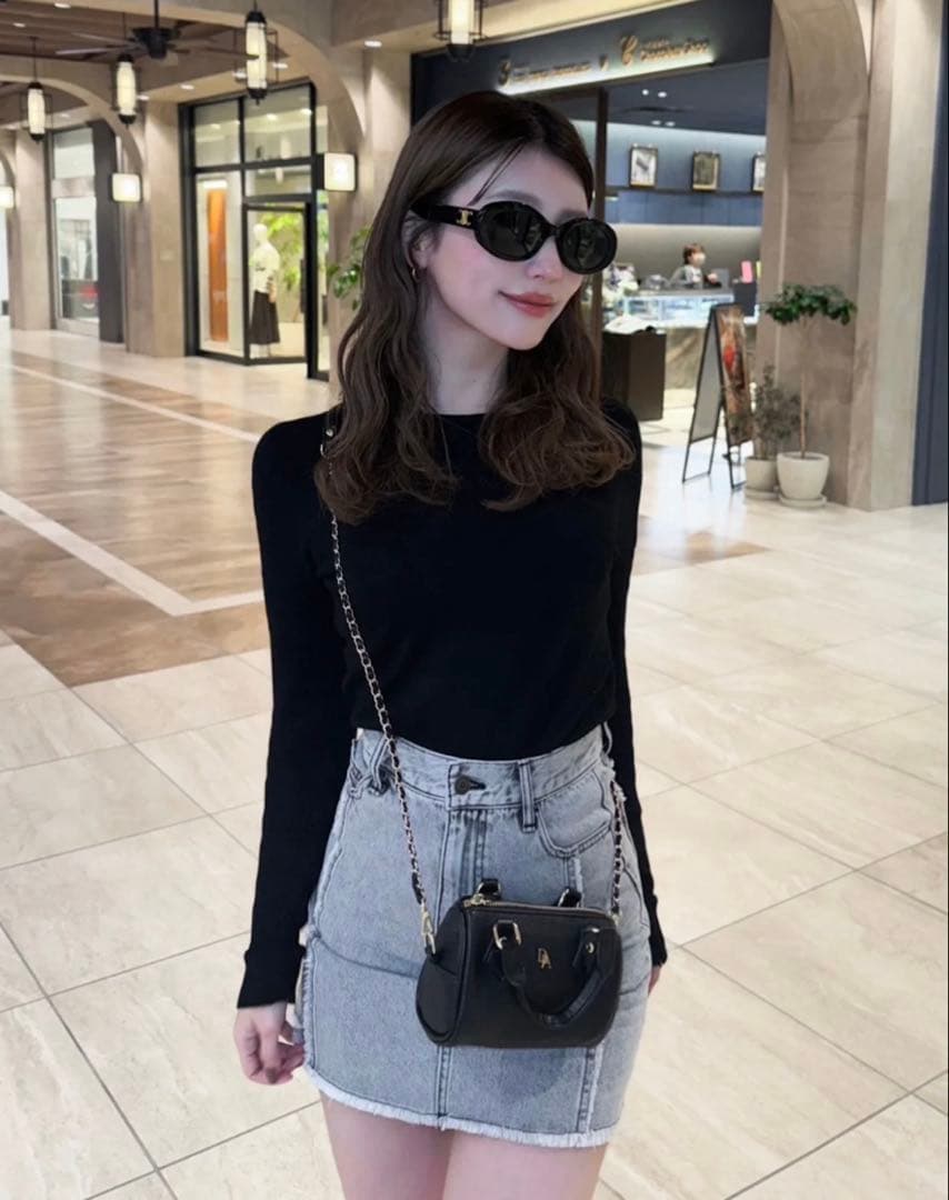 DIANTE ミニボストンショルダーバッグ ブラック