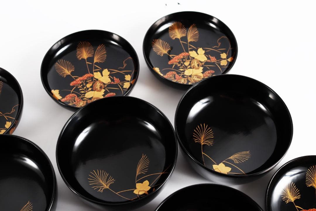 木製漆器 花蝶蒔絵 吸物椀 10客 漆芸