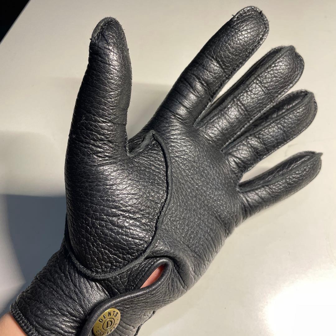 DENTS製 黒色サイズ7 DEERSKIN 鹿1枚革 ライニング交換済