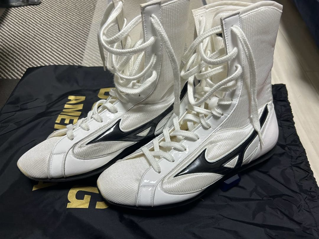 ボクシング シューズ ミズノ 白黒 25.0cm