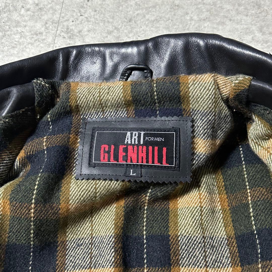 ART GLENHIL シングル ライダース 肉厚 牛革 黒 L 襟付き 裏地