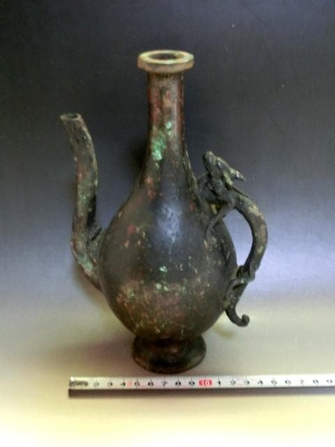 水注■古銅製 中国 龍 水差し 竜後手 お茶道具 古玩 唐物 時代物 骨董品■