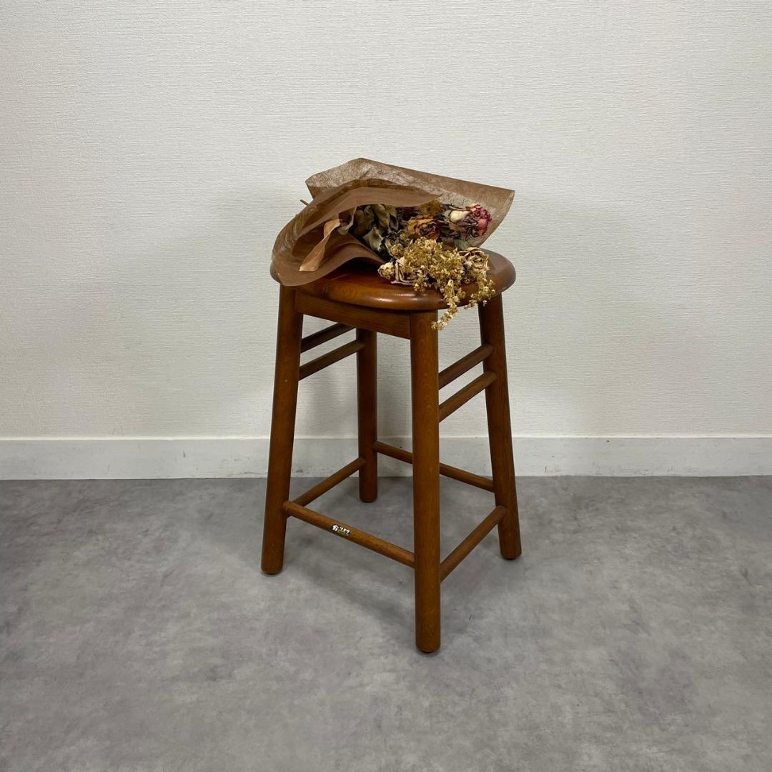 希少 オールドカリモク 木製 スツール 丸椅子 無垢材 ヴィンテージ 国産家具