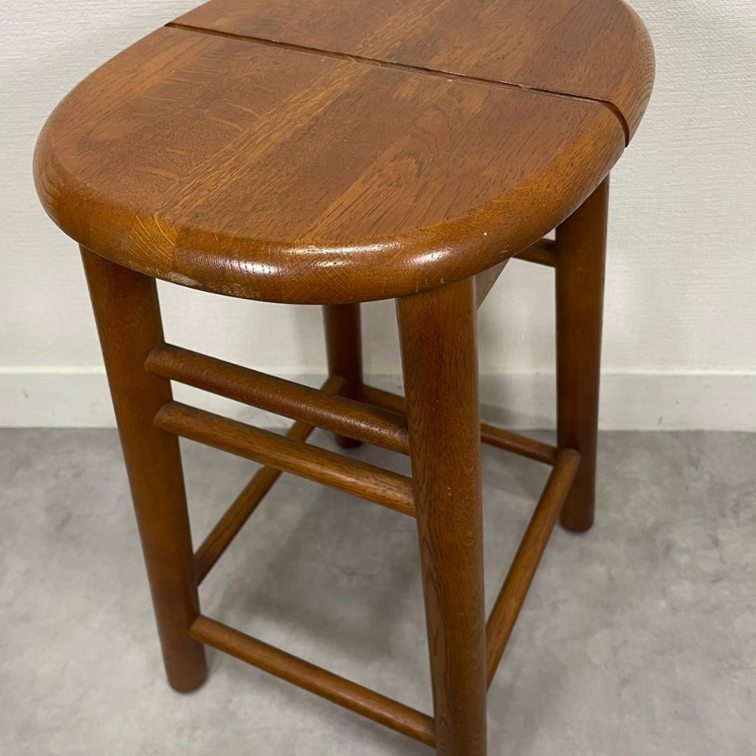 希少 オールドカリモク 木製 スツール 丸椅子 無垢材 ヴィンテージ 国産家具