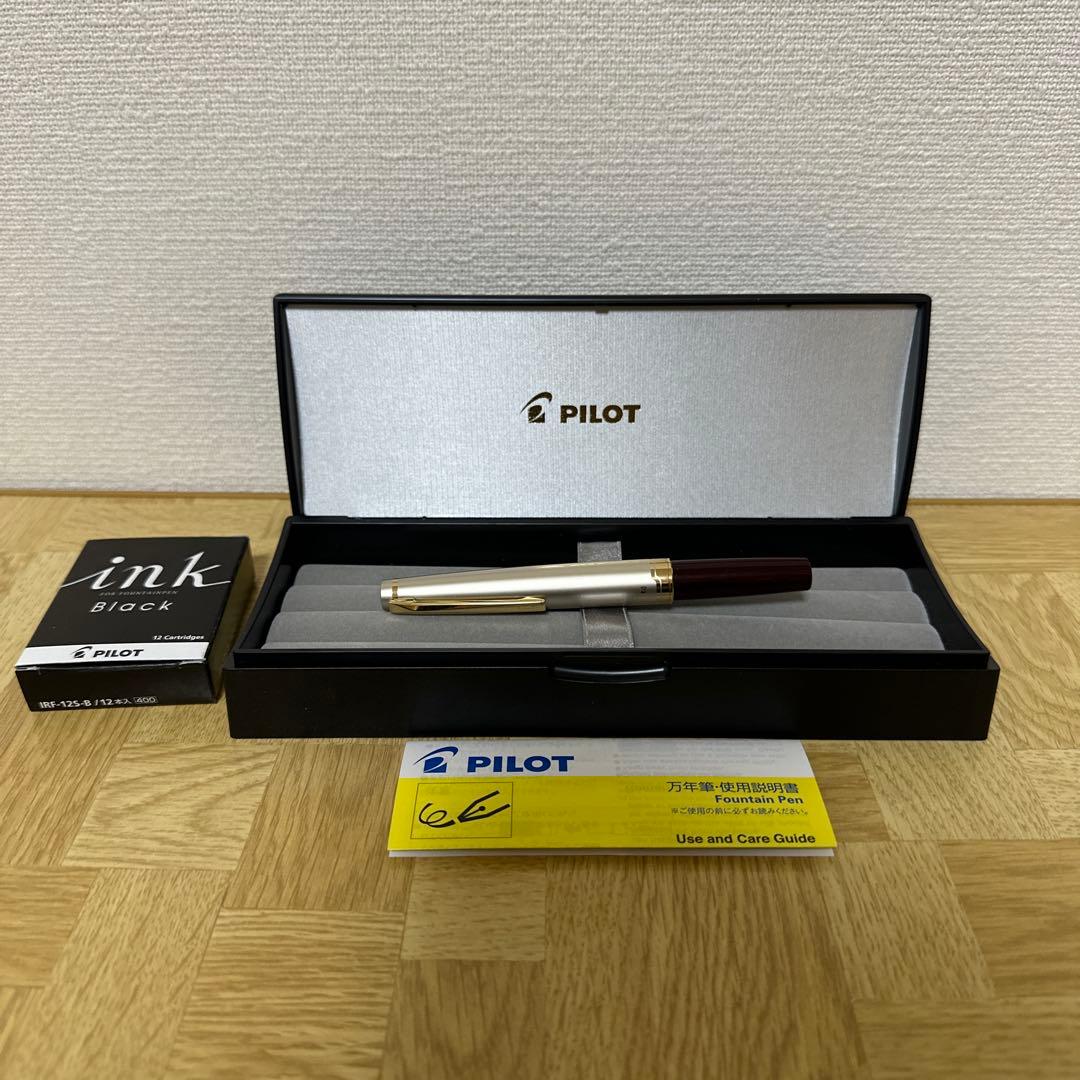 パイロット 万年筆　エリート ディープレッド ペン先 F（細字）　廃盤　インク付