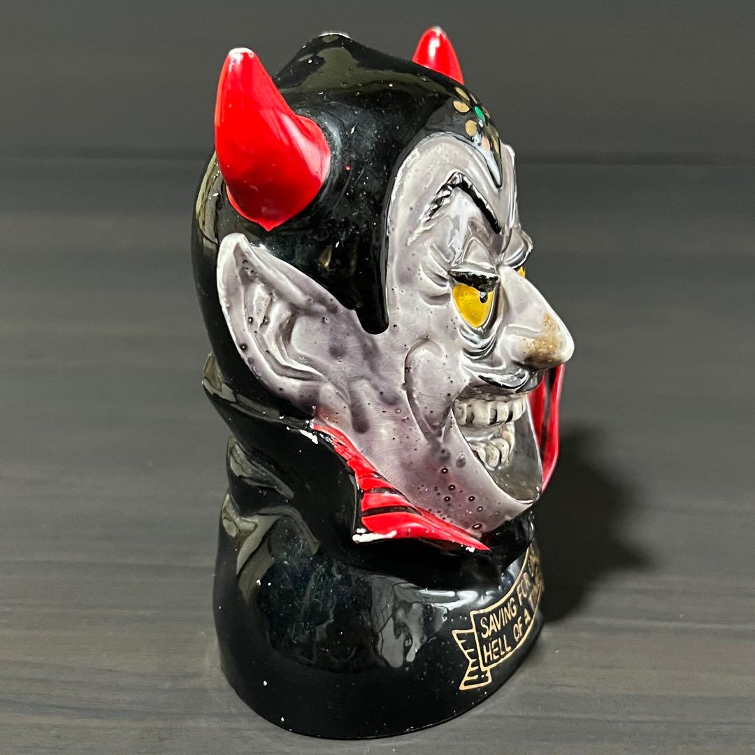 50s 60s ビンテージ デビル 悪魔 貯金箱 陶器 JAPAN スカル