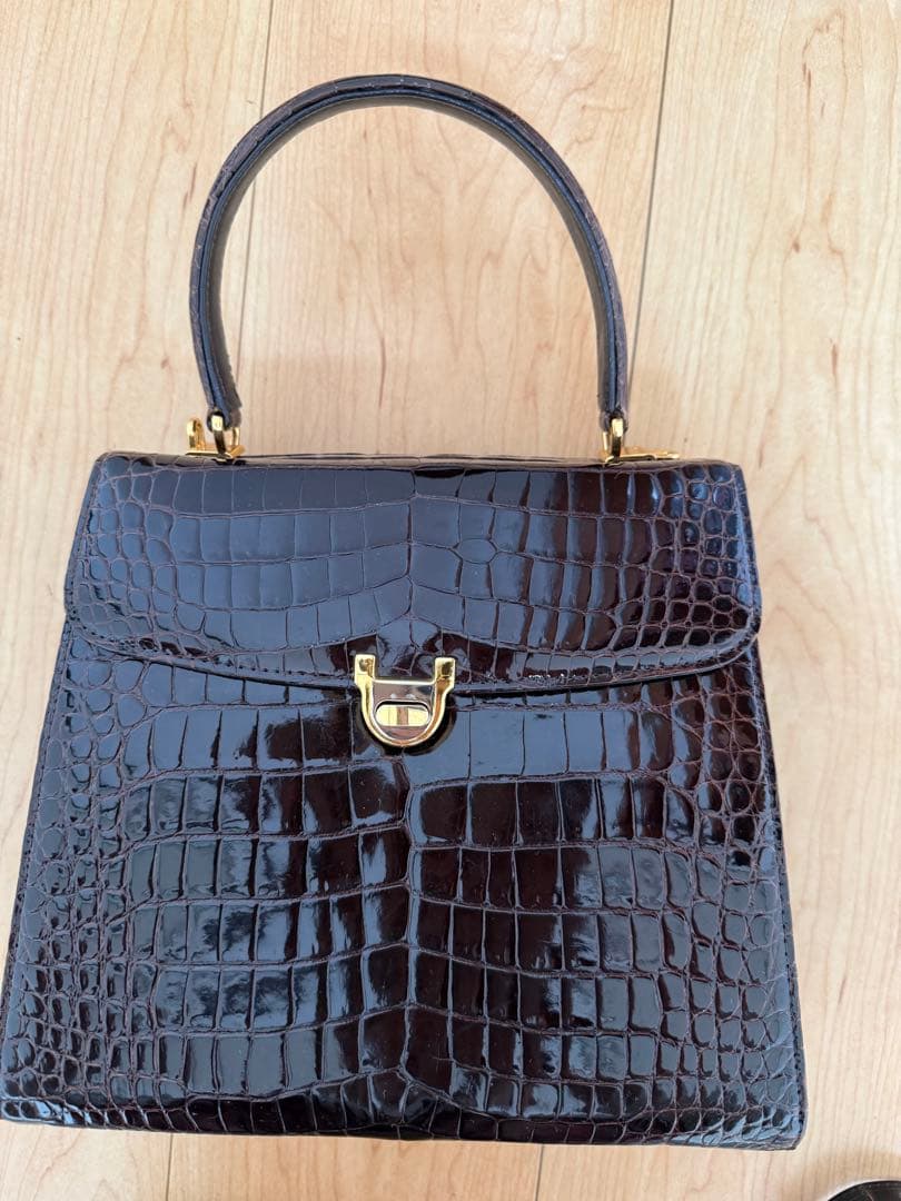 クロコダイルハンドバック　JRA276 ブラウン