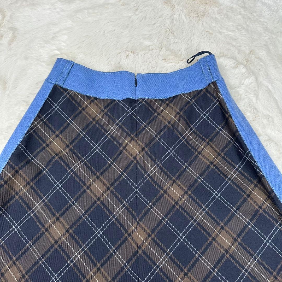 ✨美品✨miumiu チェック柄 Aラインスカート ウールモヘア混 上質 M