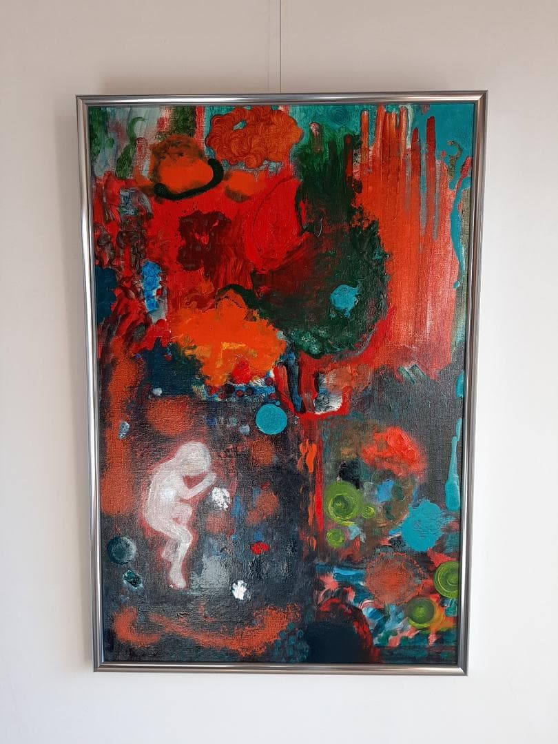 油彩画 / 油絵 / 直筆 / 絵画：潜在意識 (抽象画 / 額縁)