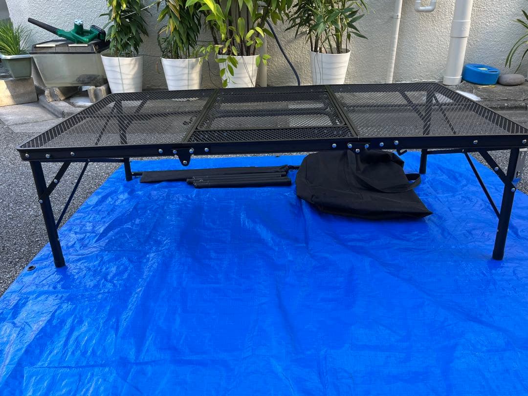 ロゴス(LOGOS) アイアンメッシュ テーブル　収納バック付き