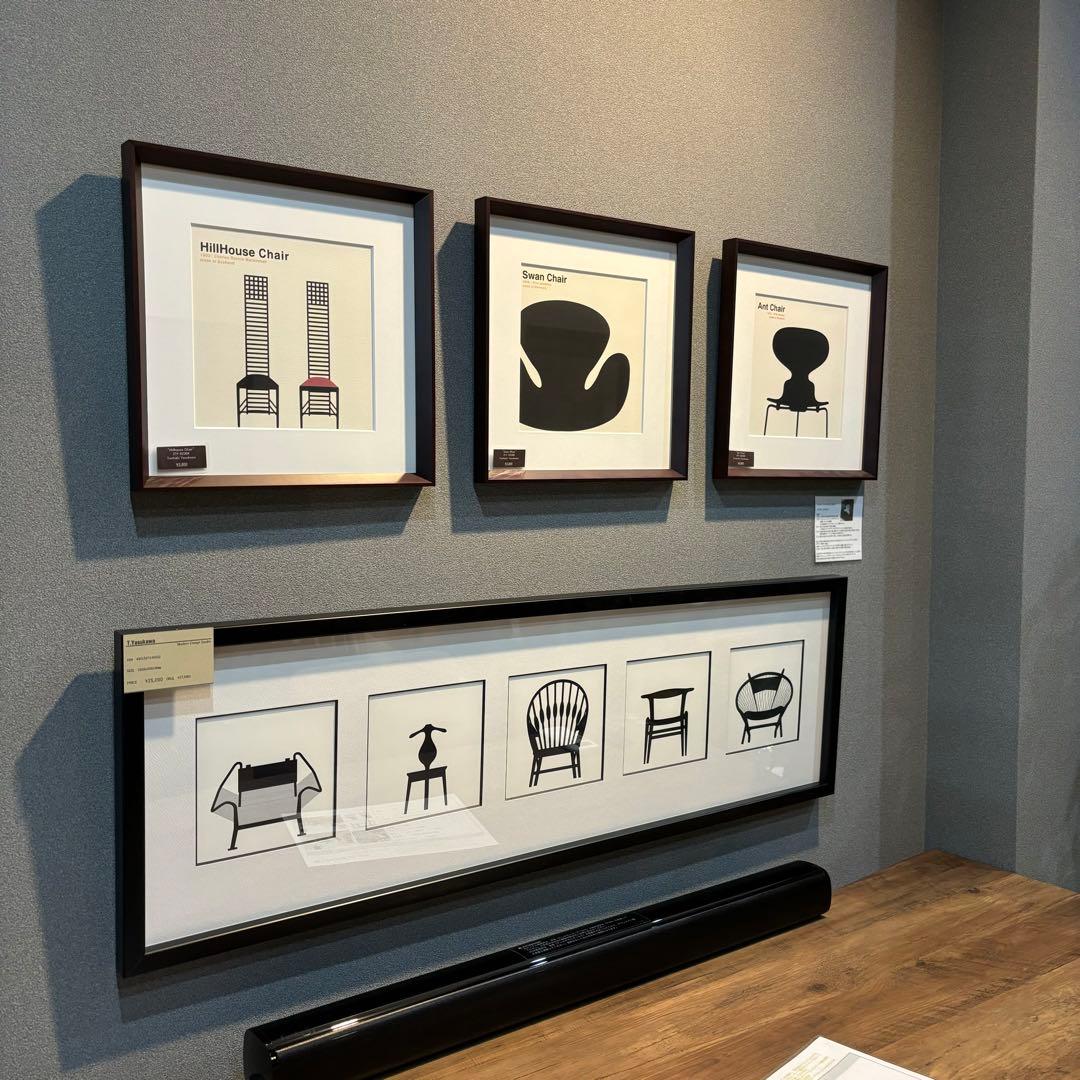 大型　額付　アートパネル　安川敏明　絵画　ブラックフレーム　雑貨　家具　椅子