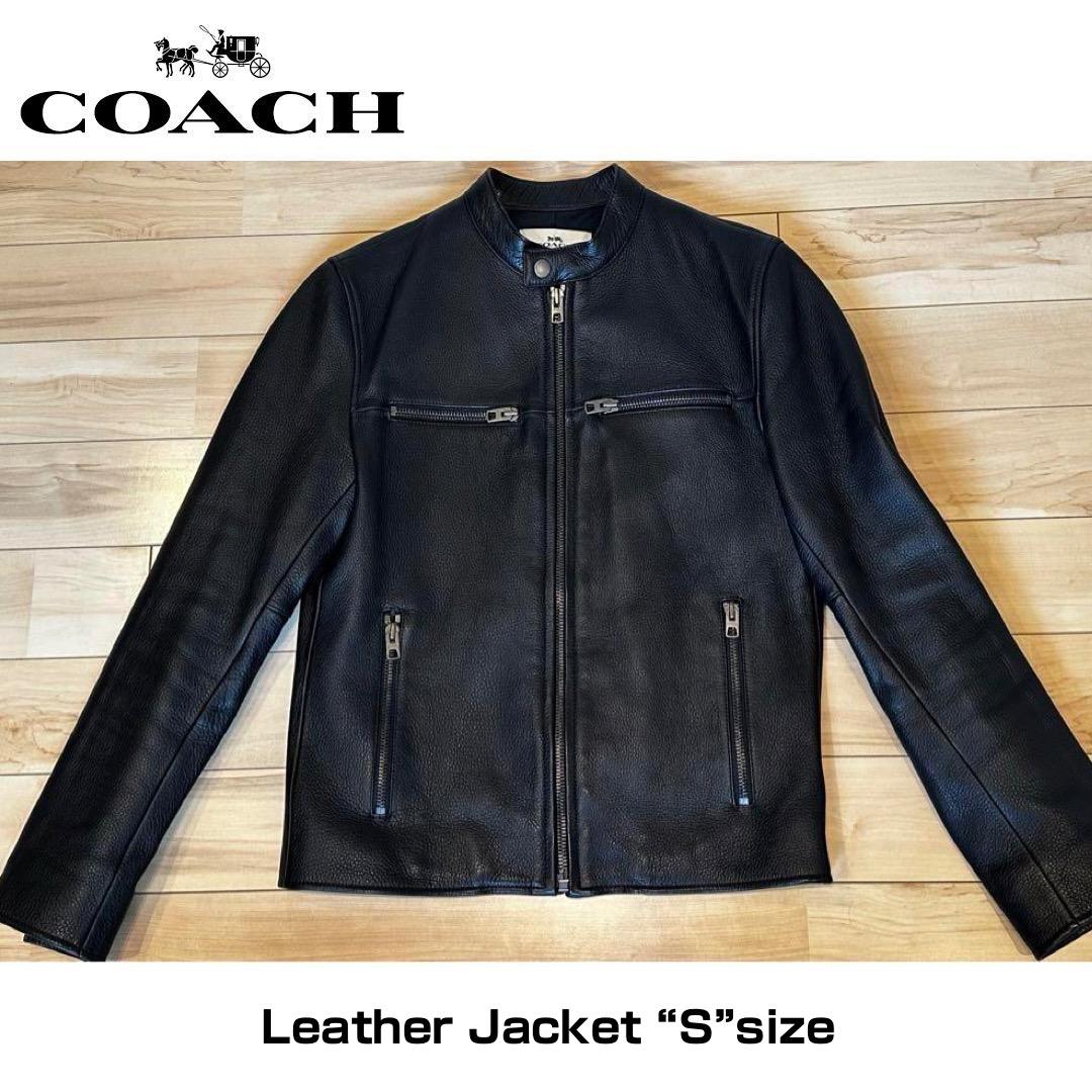 値下げ！美品 COACH レザージャケット メンズ S シングル 黒