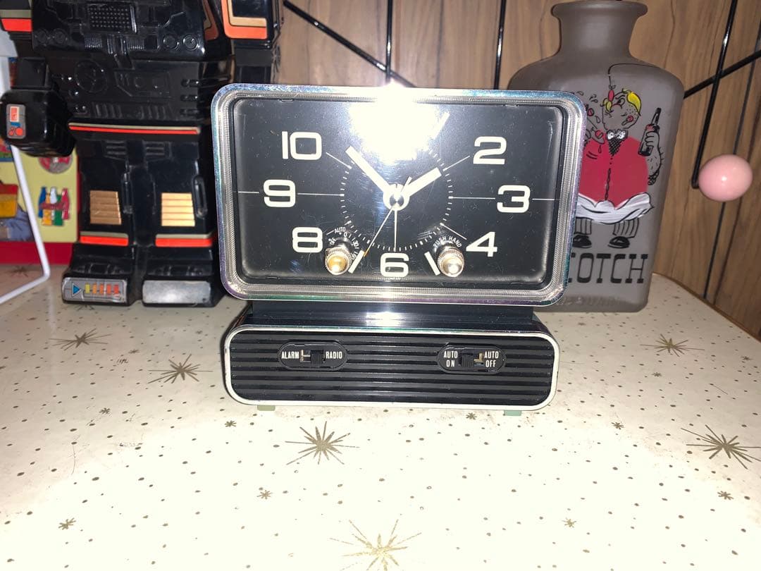 昭和レトロ　ビンテージ　動作品　シチズン ラジオ付　目覚し時計　スペースエイジ
