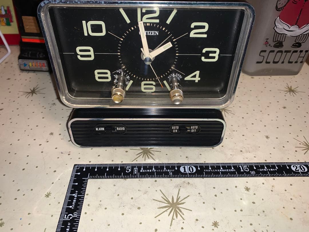 昭和レトロ　ビンテージ　動作品　シチズン ラジオ付　目覚し時計　スペースエイジ