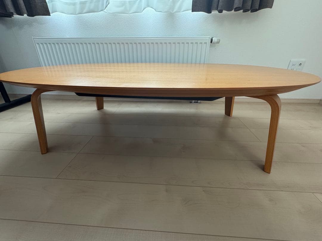 無印良品　楕円形こたつ、専用こたつ布団セット　こたつにもなるローテーブル大