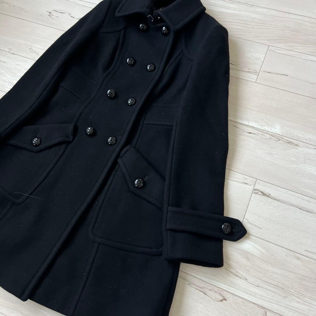 バーバリーブルーレーベル　ダブルブレスト　ロングコート　チェック　ウール