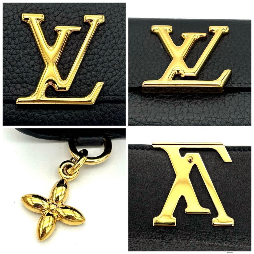 【ねん猫★】ルイヴィトン カプシーヌ コンパクト 三つ折り財布 ブラック