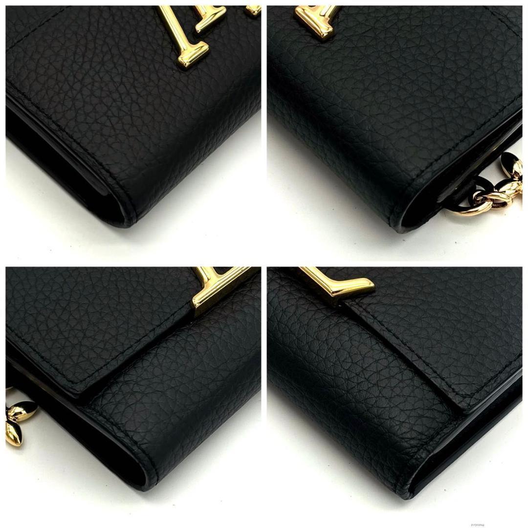 【ねん猫★】ルイヴィトン カプシーヌ コンパクト 三つ折り財布 ブラック