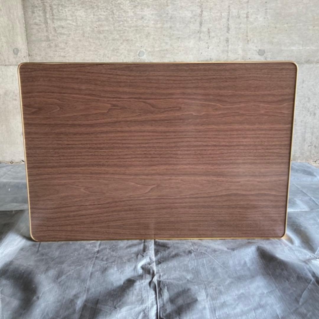 テーブル 机 折り畳み 鉄脚 作業机 食堂 木目調 棚付き 当時物 昭和 レトロ