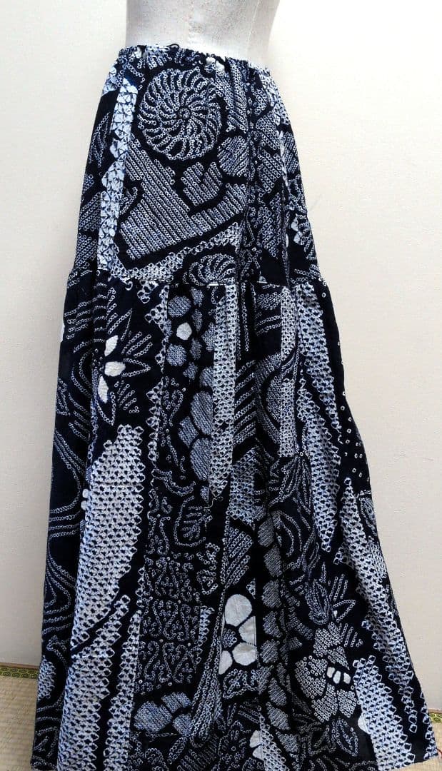 一点のみ　有松鳴海絞り浴衣　パッチワーク　リメイク　スカート　丈詰めOK