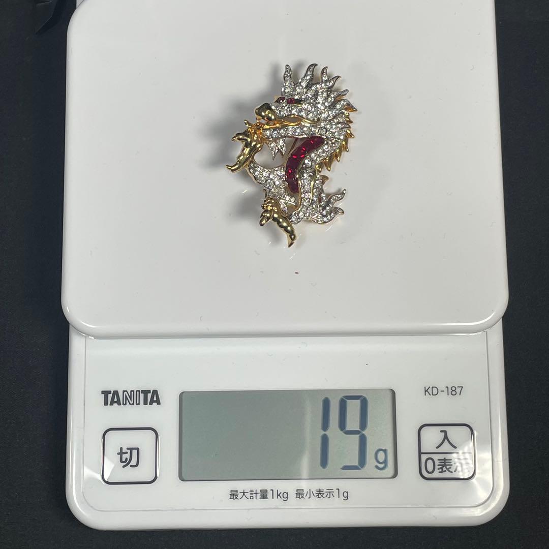 希少　SWAROVSKI　スワロフスキー　ドラゴン　龍　ブローチ　コサージュ