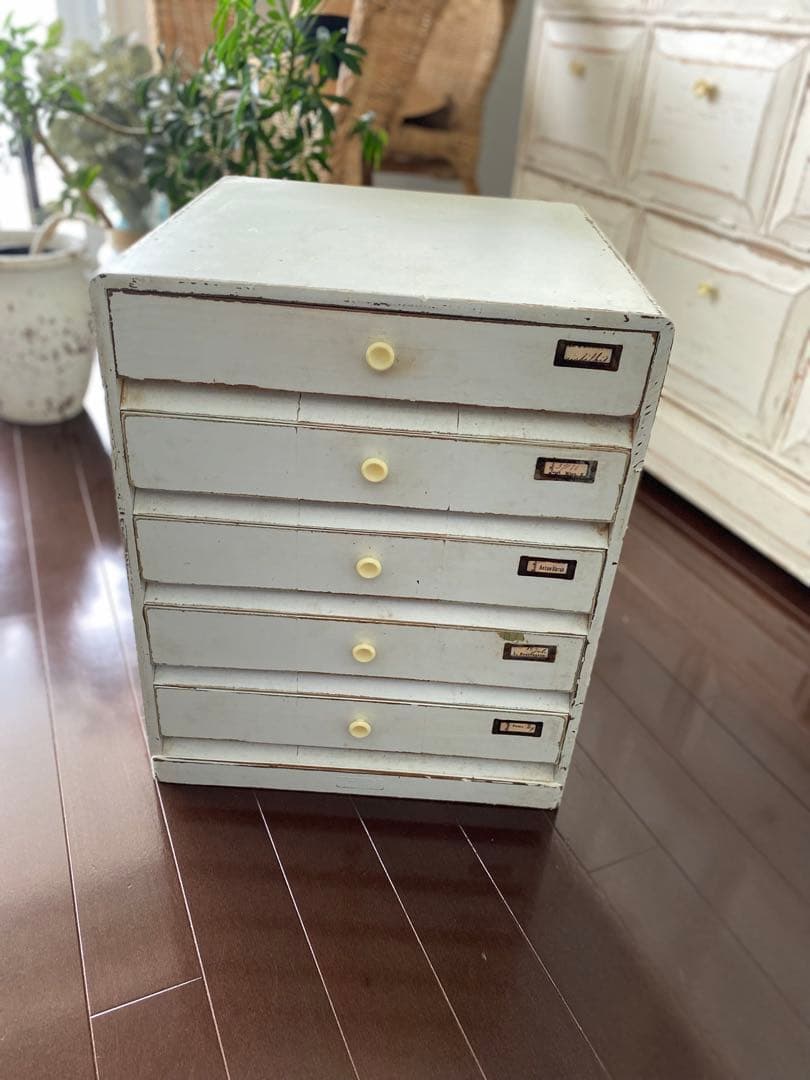 値下げ！【レトロ小引き出し シャビー風 5段】