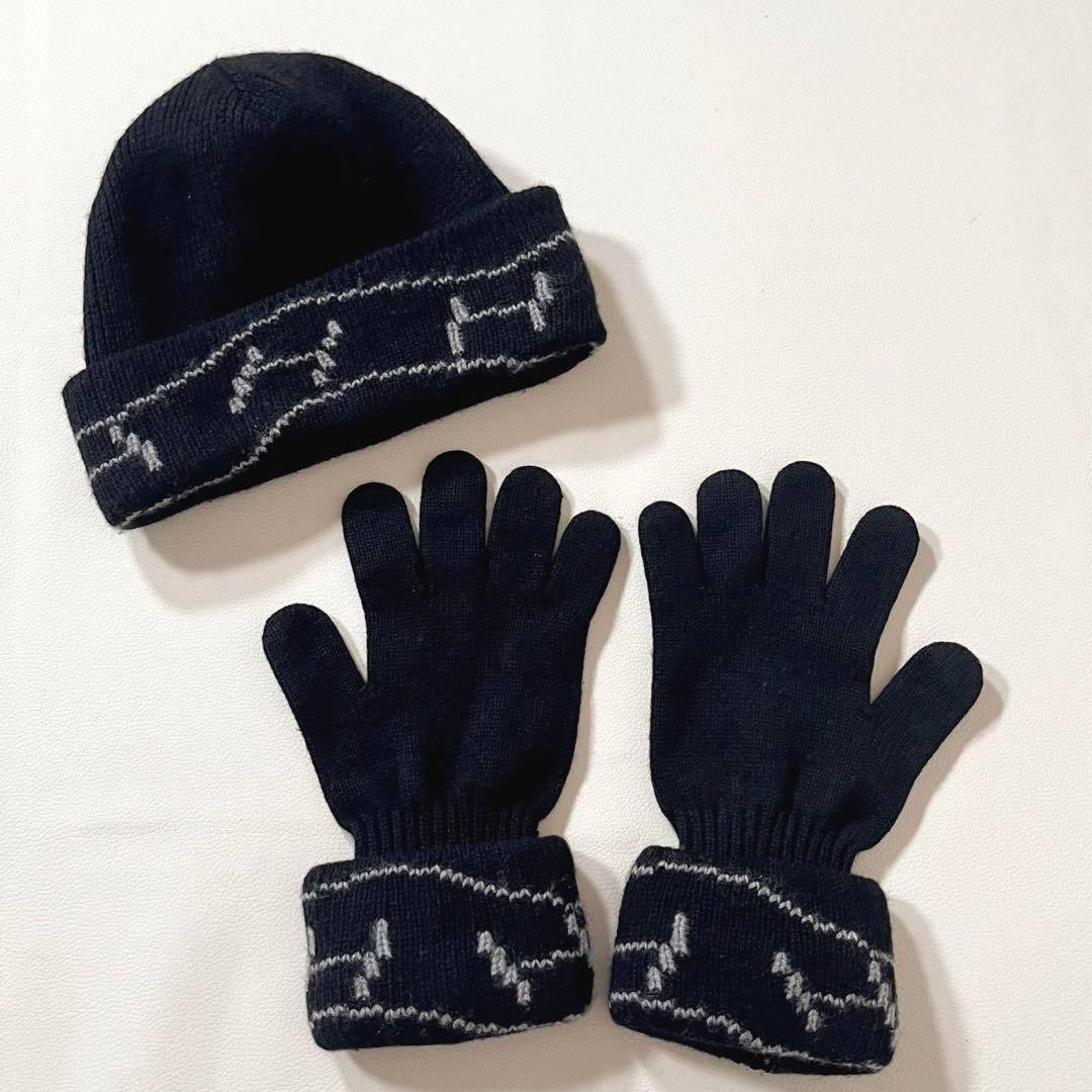 【美品】エルメス　カシミヤ100%ニット帽×手袋　2点セット　H柄　マルジェラ期