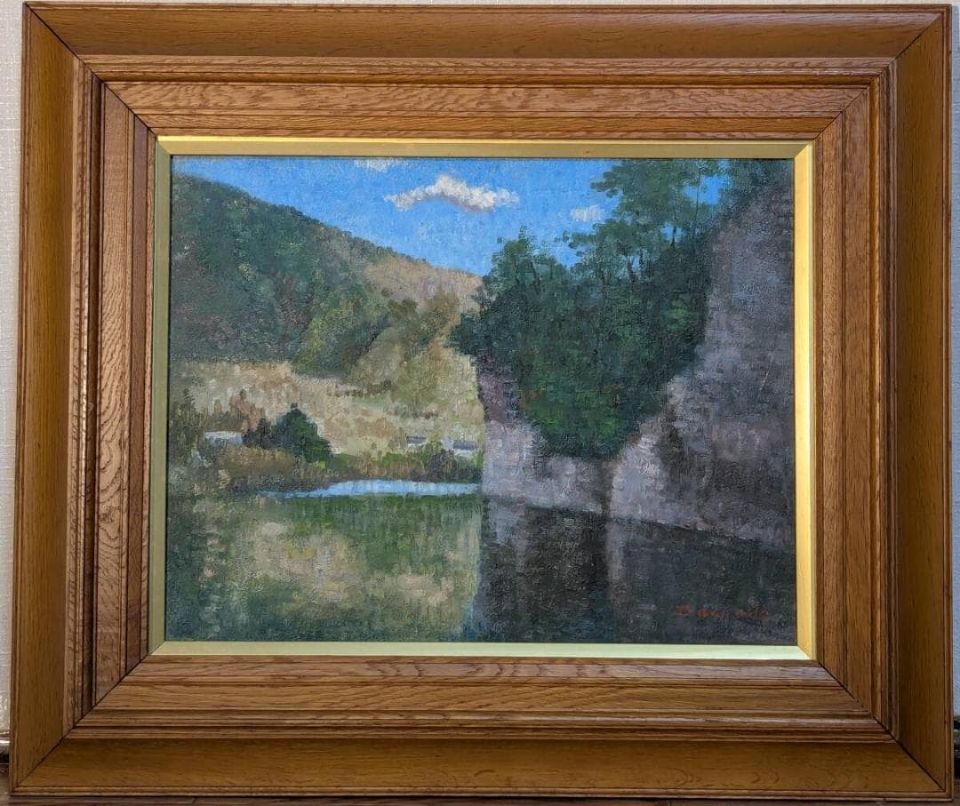 【真作】絵画　沢田正一　油彩6号　渓谷の静寂　自然の調和を描く写実作品　Y100