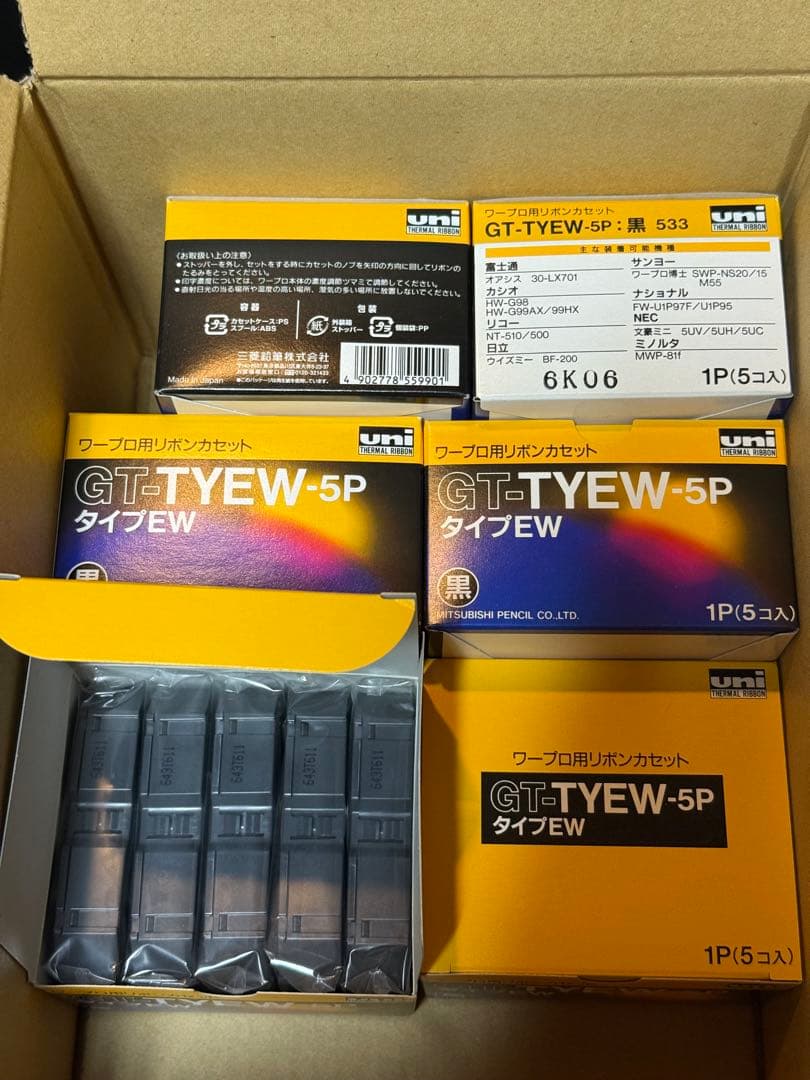 6箱　UNI　GT-TYEW-5P タイプEW　ワープロ用リボンカセット　30巻