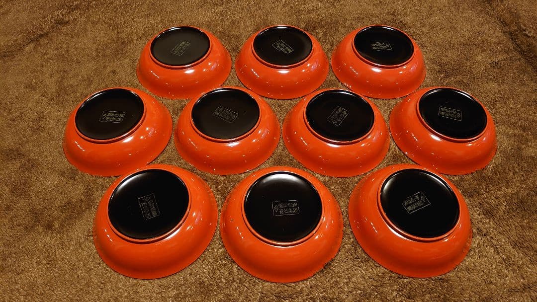 輪島塗　漆器　朱塗　豆皿　菓子皿　蔵出し　１０客