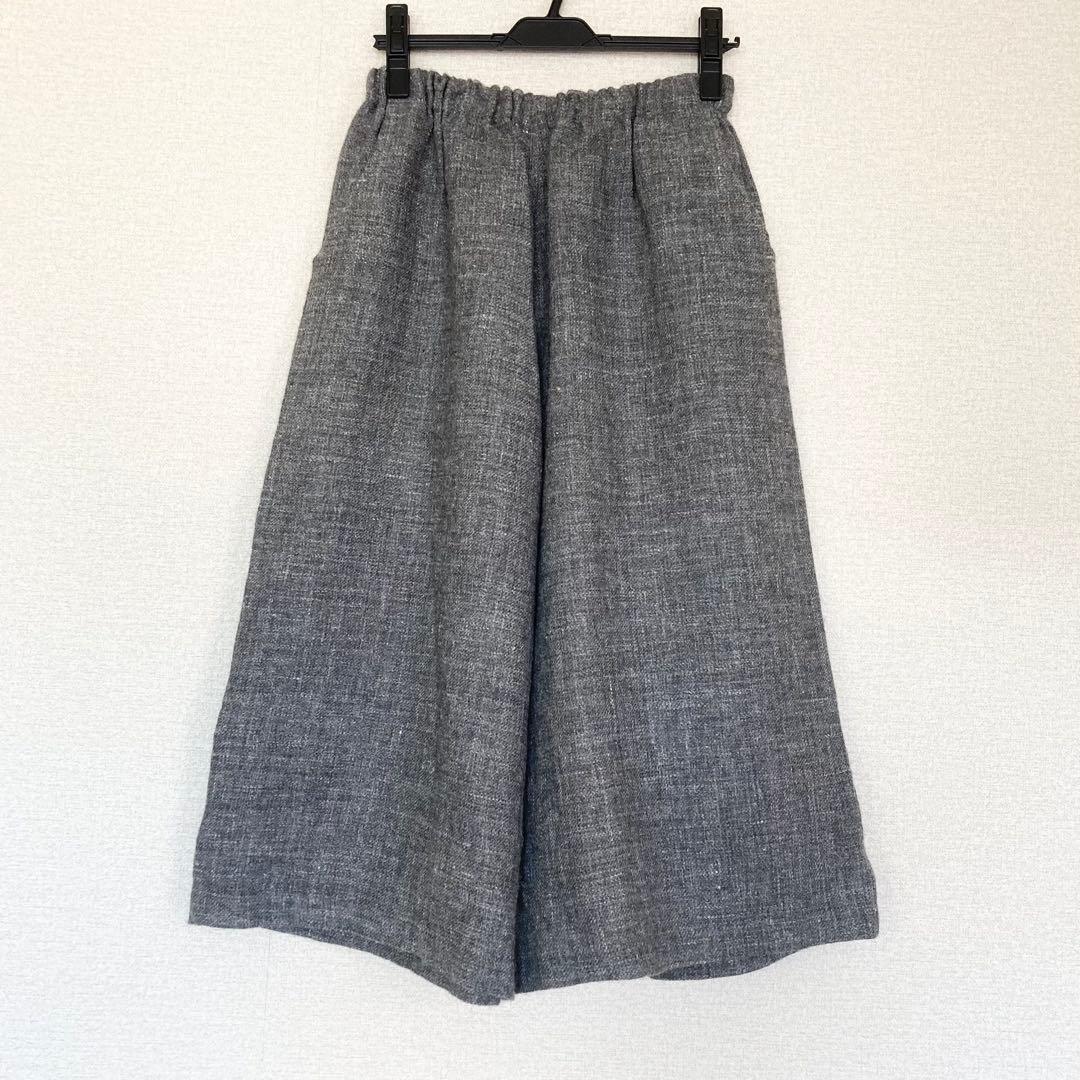 【新品】中川政七商店 麻とウールツイード ワイドパンツ グレー ウール 麻