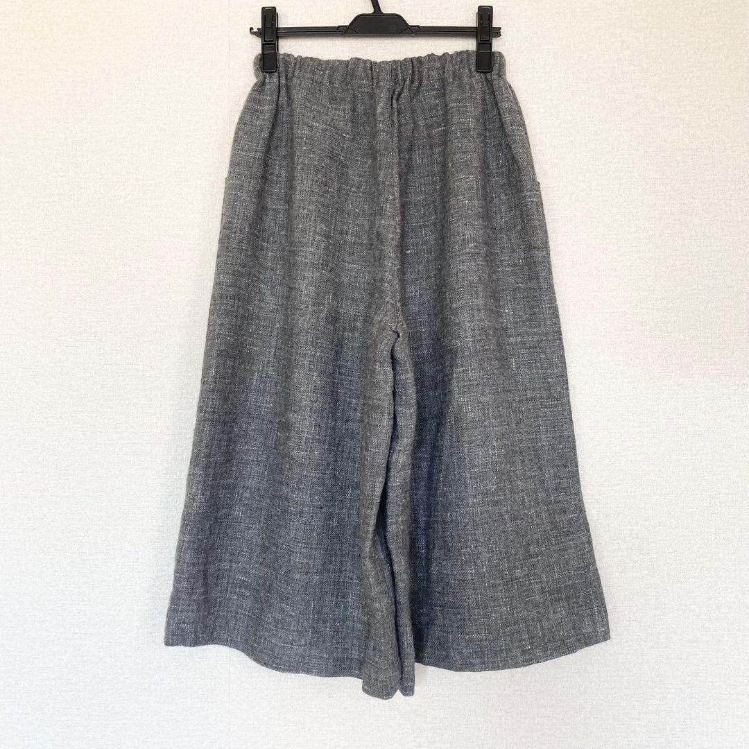 【新品】中川政七商店 麻とウールツイード ワイドパンツ グレー ウール 麻