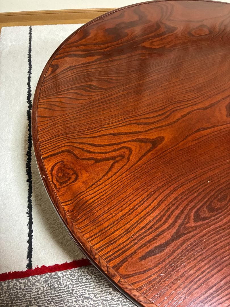 040 座卓・ちゃぶ台 円形/木製/ダークブラウン/古家具