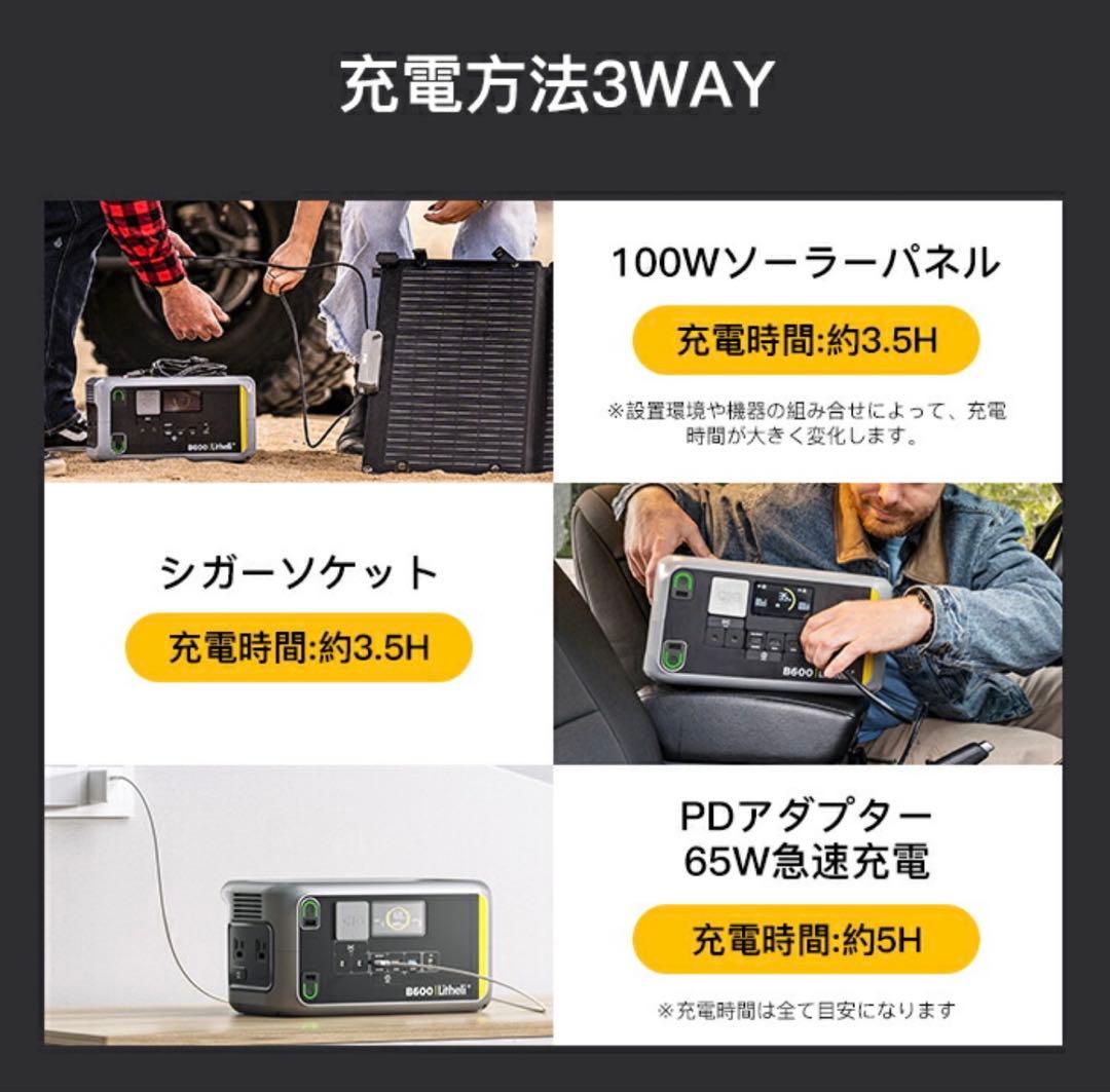 新品Litheli ポータブル電源 B600 & 100Wソーラーパネル セット