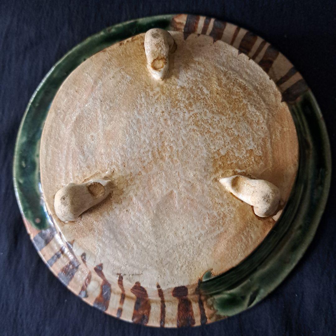 「織部(おりべ)のたたずまい」 青織部焼鉢(直径18cm) 骨董アンティーク