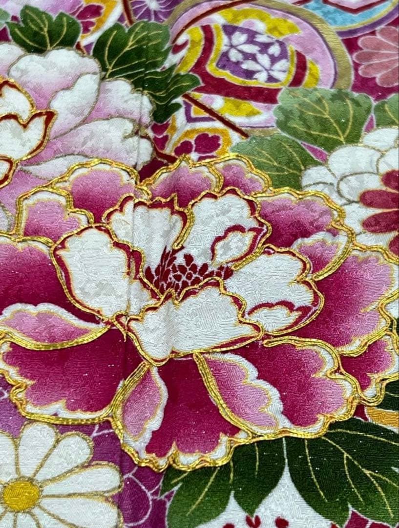 振り袖　フルセット　長襦袢付　ブランド　金彩加工　刺繍入り　銀通　成人式　735