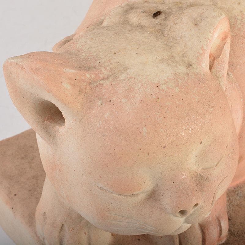 備前焼　落雁窯　古備前　白備前　猫　置物　M　R7152