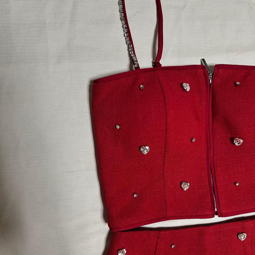 16日取り置き専用　robe de fleurs ビジュー装飾ミニドレス