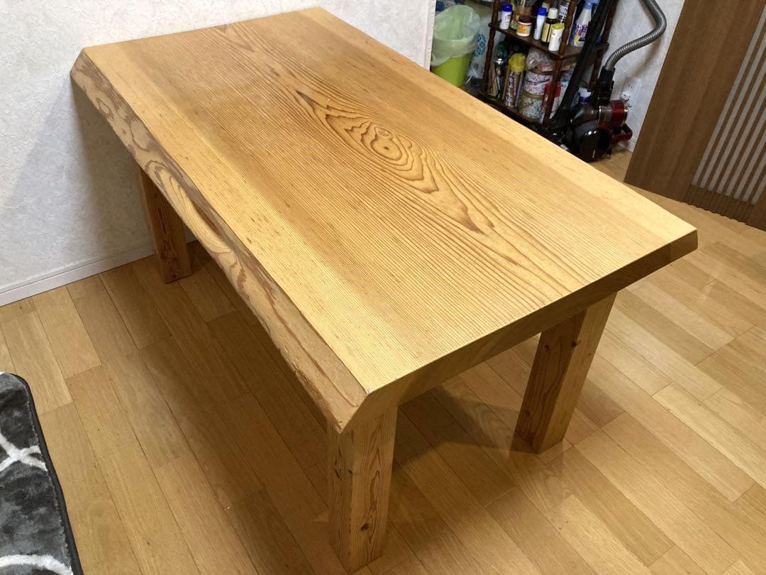 希少 ビンテージ 一枚板 ダイニングテーブル 木製 天然木 135cm 現状