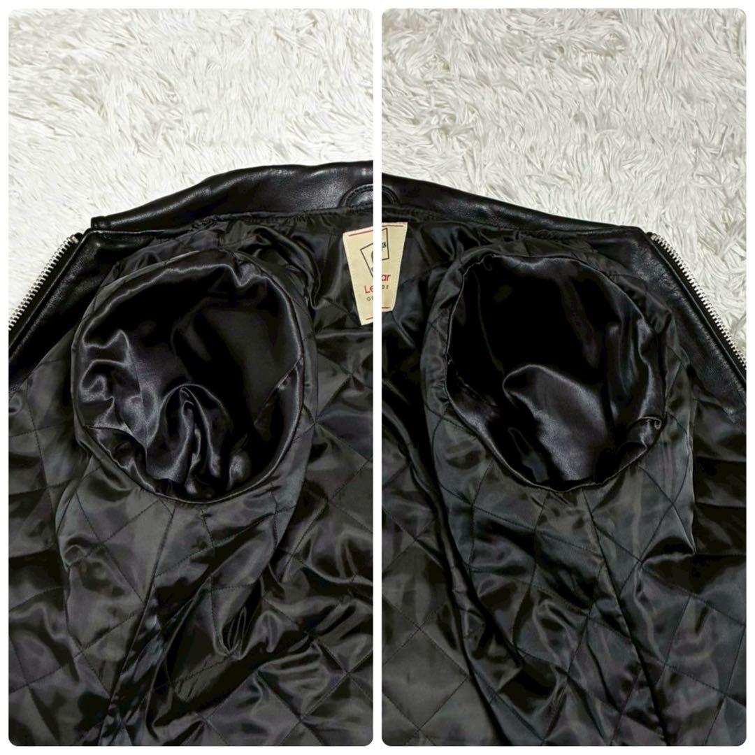 美品　666　ライダースジャケット　カウレザー　キルティング　黒　極暖　日本製