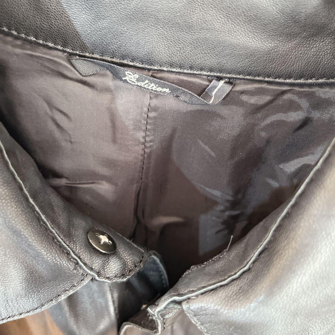 Edition ラムレザーのライダースジャケット　ブラック　革ジャン　羊革