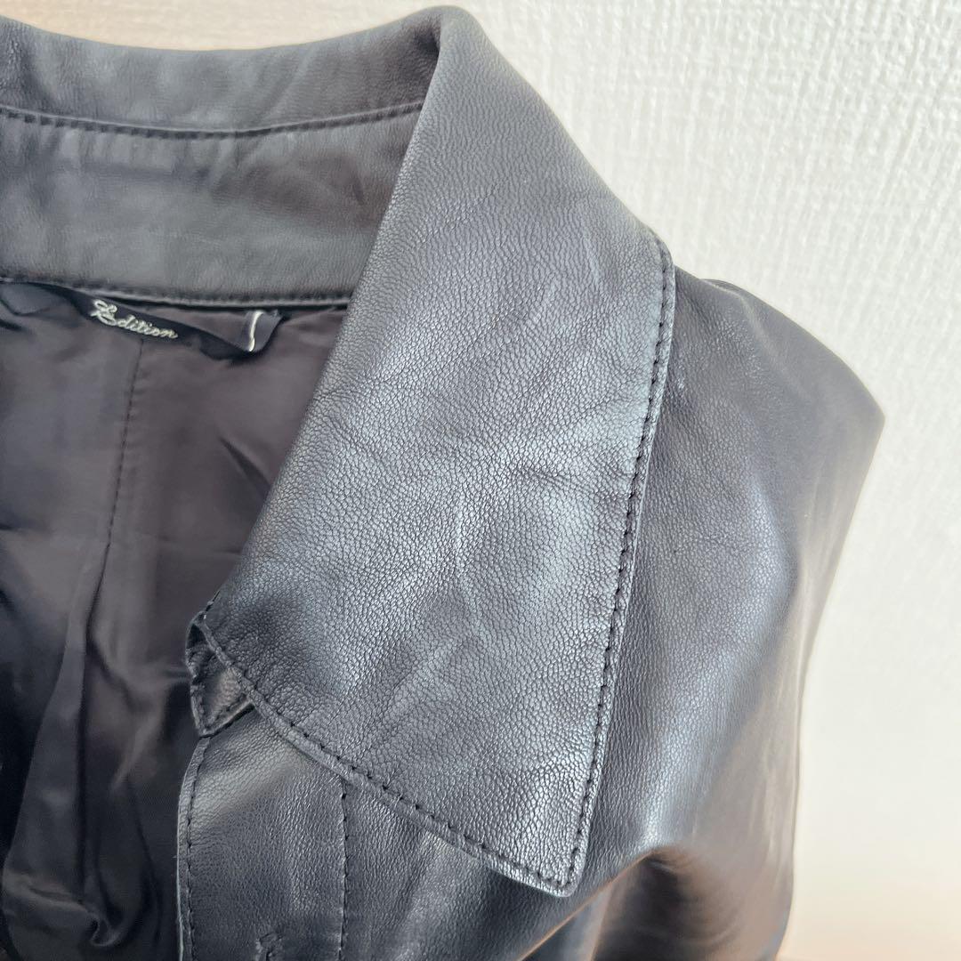 Edition ラムレザーのライダースジャケット　ブラック　革ジャン　羊革