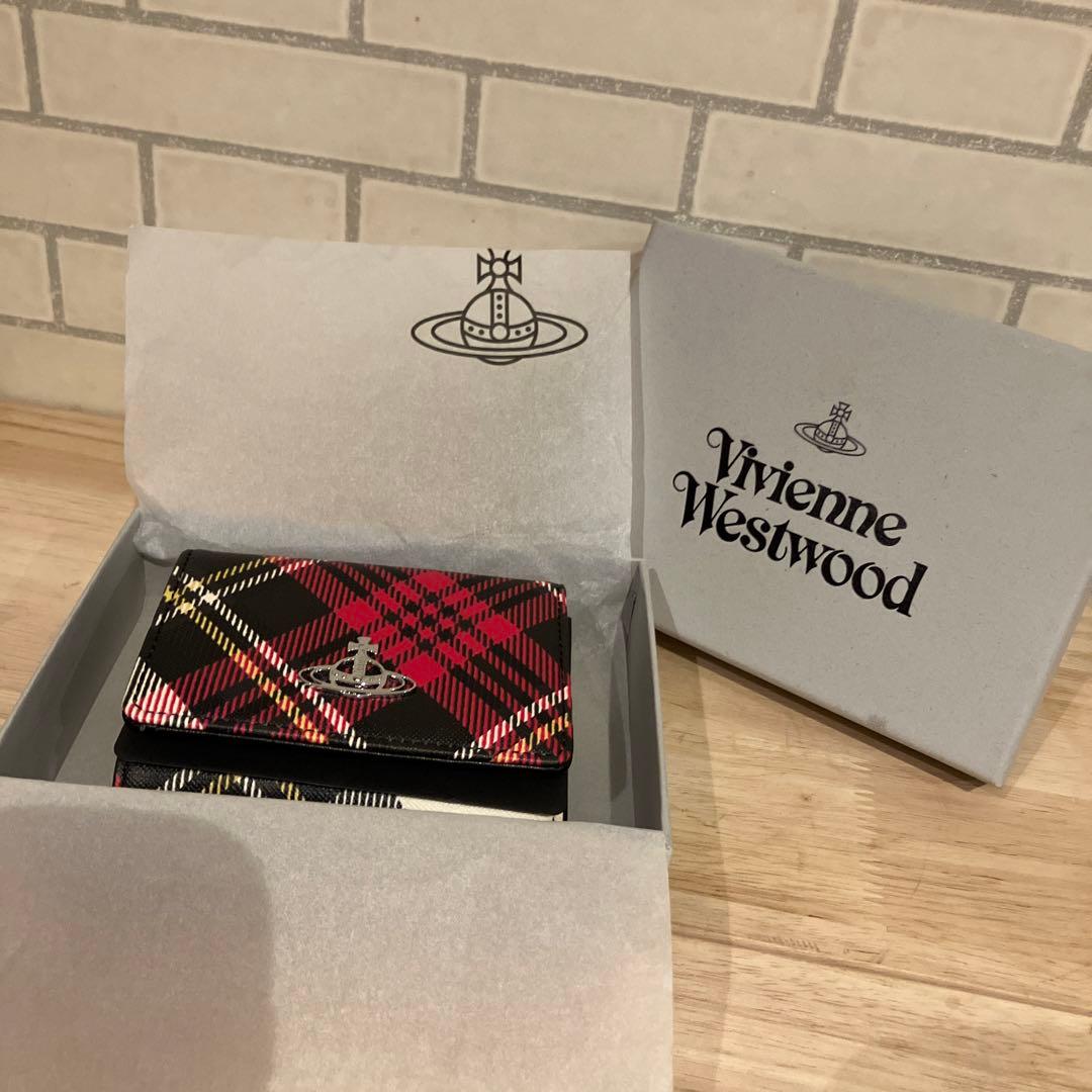 ❤️新品❤️Vivinne Westwood チェック柄がま口三つ折り財布　オーブ