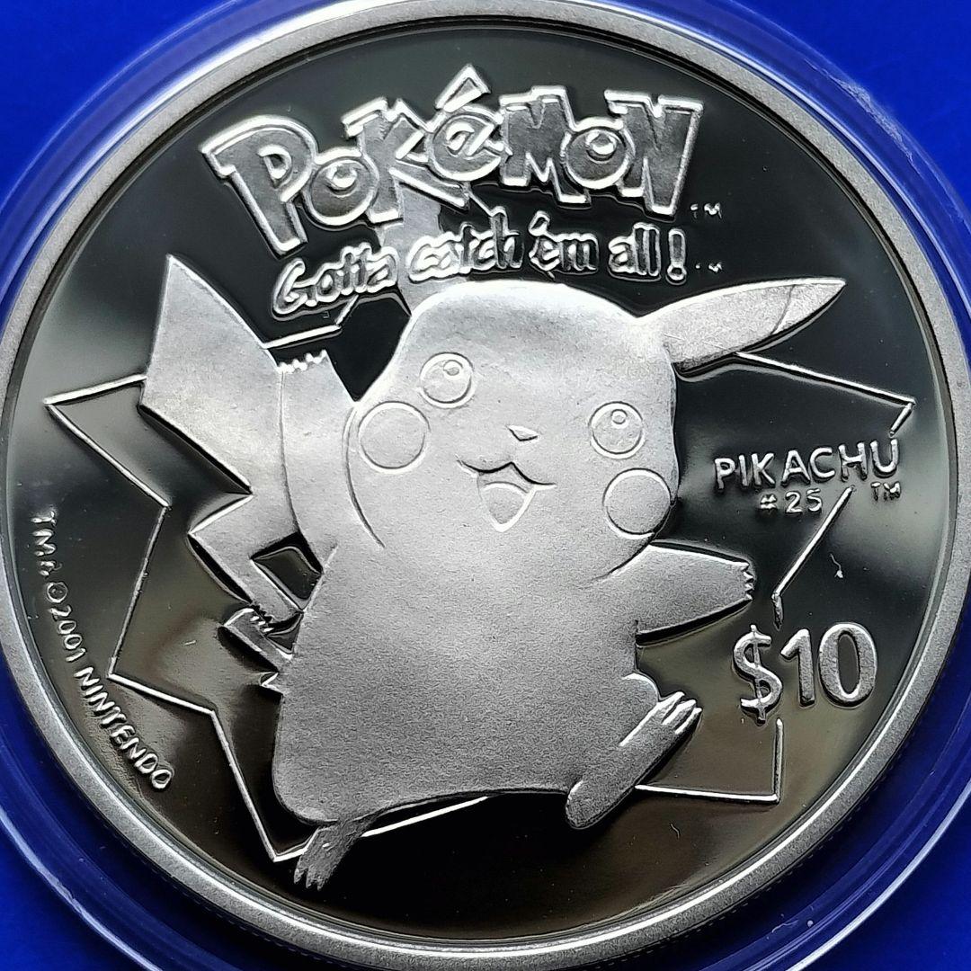 ポケモン10＄銀貨ピカチュウ（PIKACHU）PoKeMoN NIUE2001年